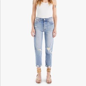 Mother Tomcat High-Rise Straight-Leg Distressed Jeans 27